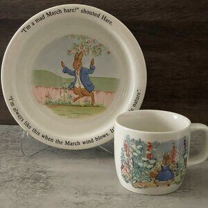 Adams1985 Children's Little Grey Rabbit & Friends Ironstone Porringer Mug Set